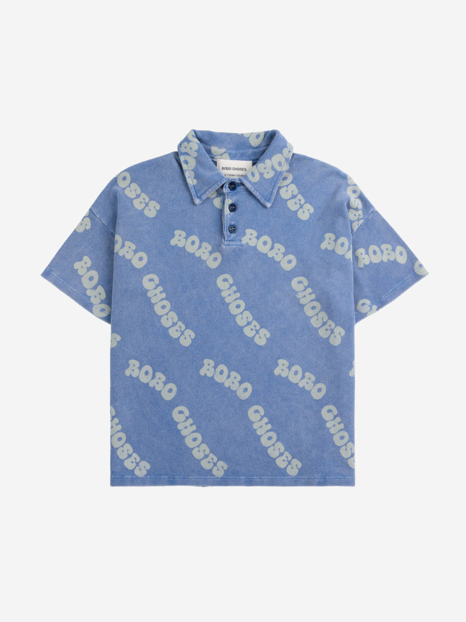 BOBO CHOSES | Wavy Bobo Choses all over waffle polo shirt BLUE