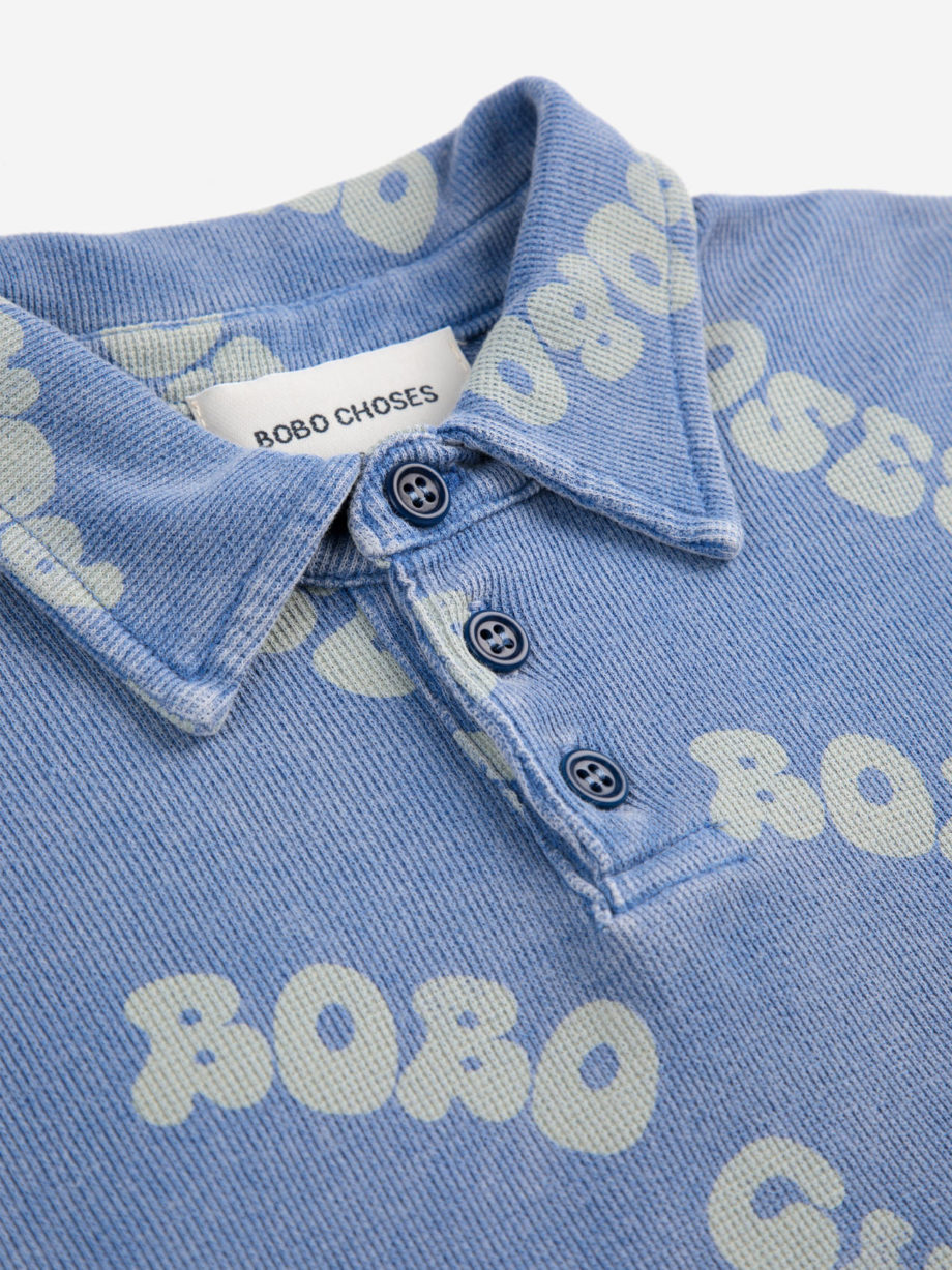 BOBO CHOSES | Wavy Bobo Choses all over waffle polo shirt BLUE