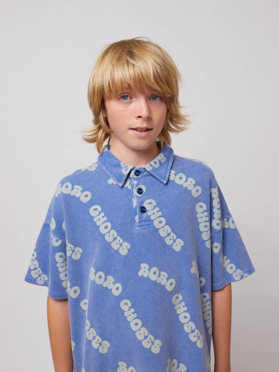 BOBO CHOSES | Wavy Bobo Choses all over waffle polo shirt BLUE