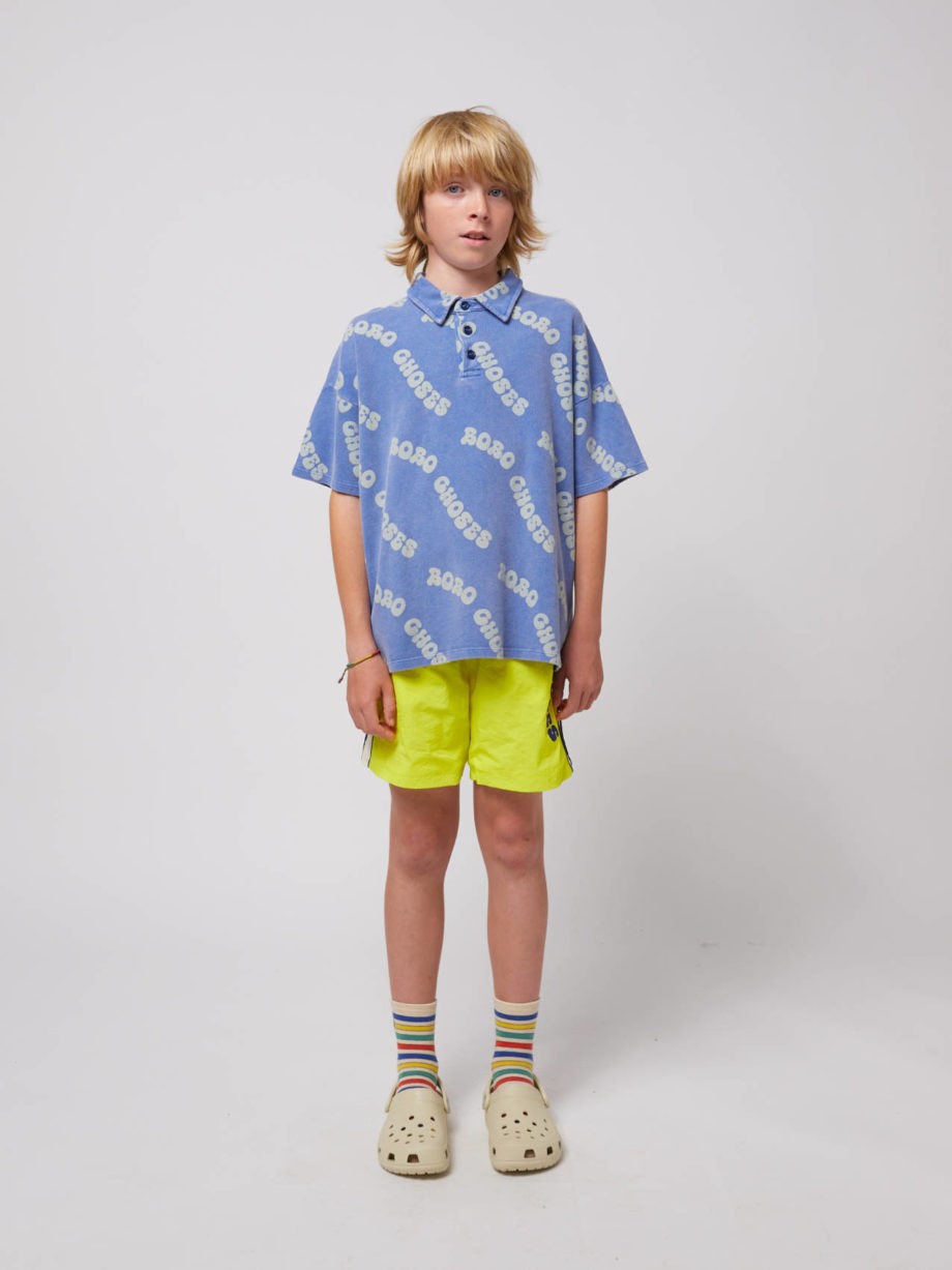 BOBO CHOSES | Wavy Bobo Choses all over waffle polo shirt BLUE