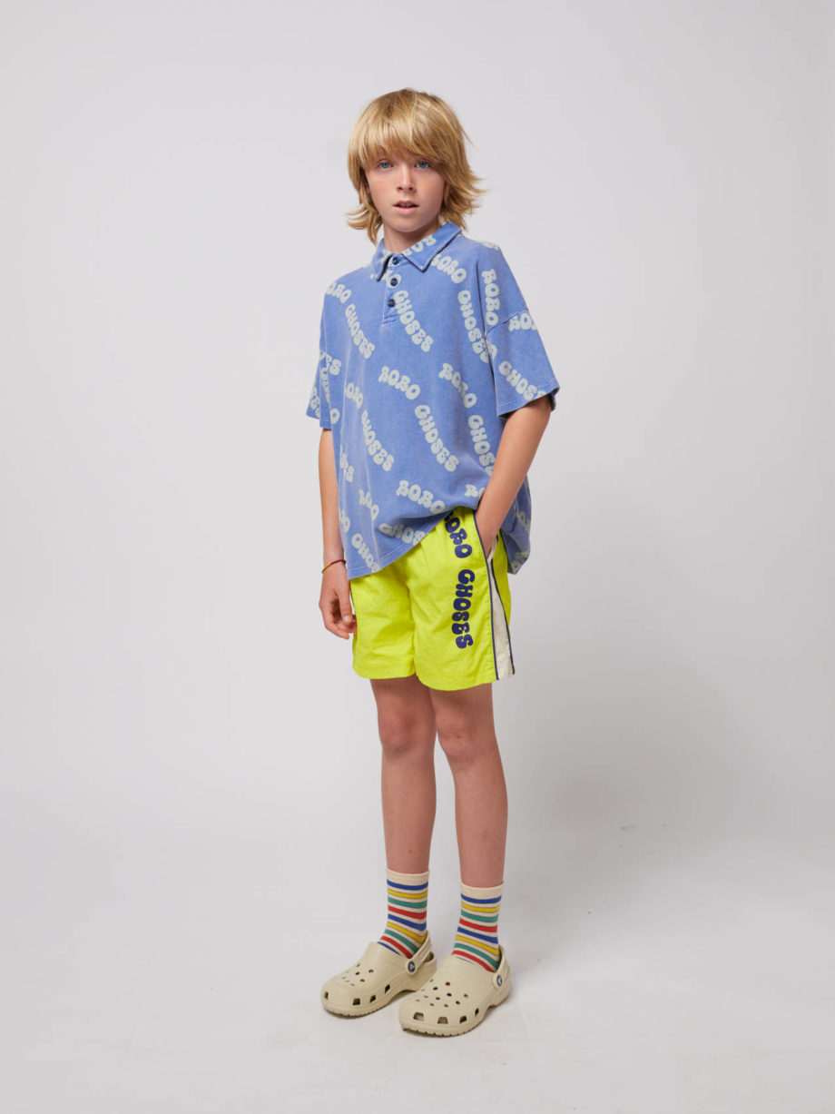 BOBO CHOSES | Wavy Bobo Choses all over waffle polo shirt BLUE