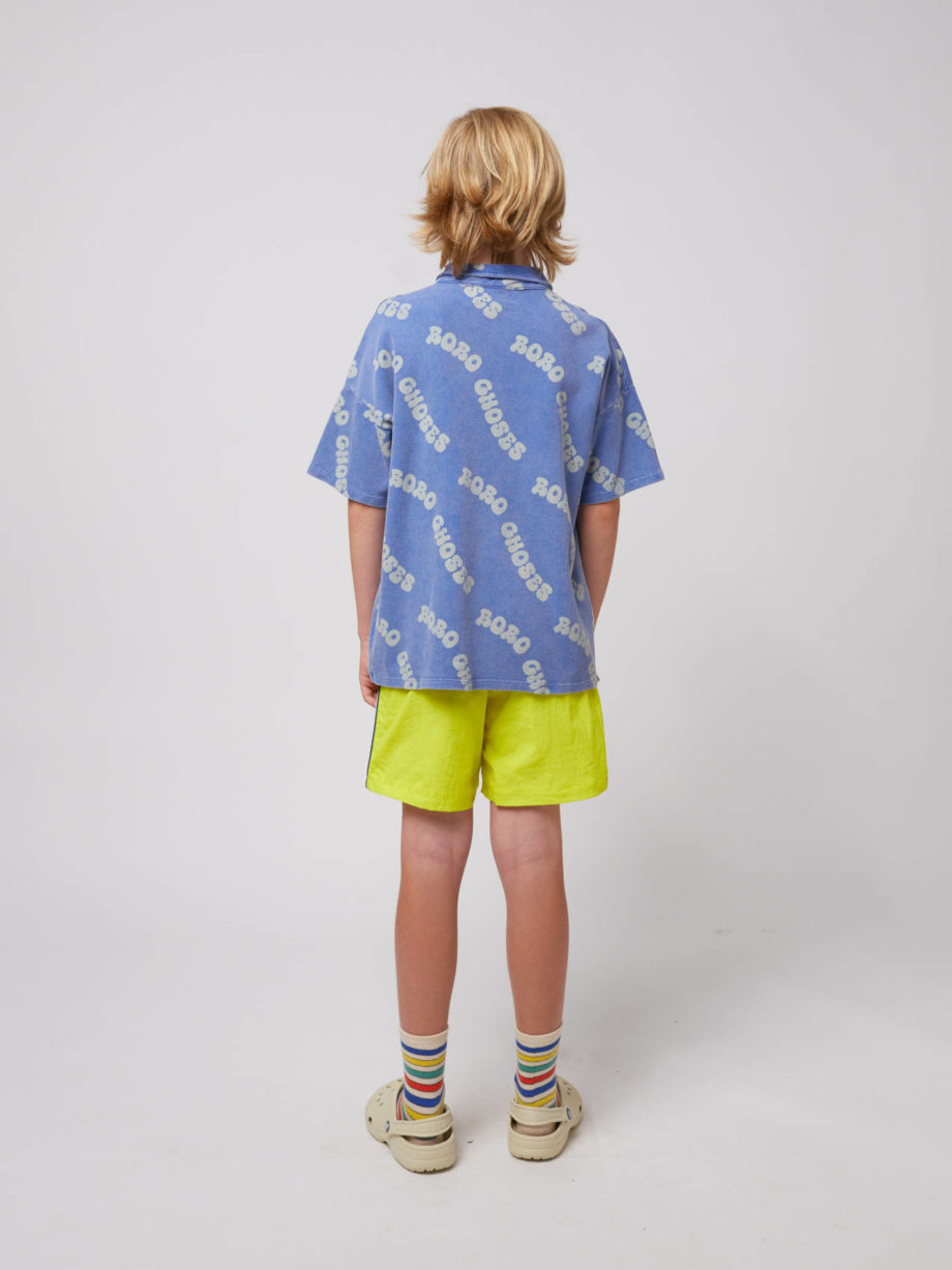 BOBO CHOSES | Wavy Bobo Choses all over waffle polo shirt BLUE