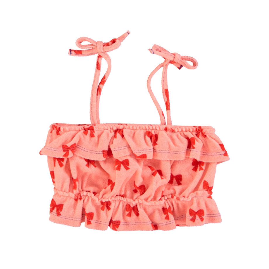 PIUPIUCHICK | top w/ straps | pink w/ red bows